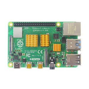 Gold Color Raspberry Pi 4b PI4 Radiator Heatsink Heat Sink - installed on a Raspberry Pi 4 Model B board with visible GPIO, HDMI, and USB ports.