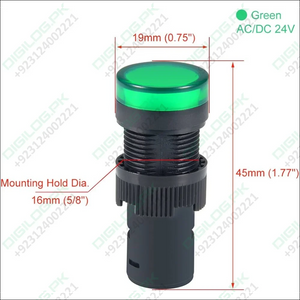 Green Indicator Light AC/DC 24V 16mm Panel Mount for Electrical Control Panel HVAC DIY Projects
