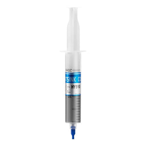 Grey White Heat Sink Thermal Grease Paste HY510-TU20 For CPU VGA LED Chip Set - 20ml syringe with a blue cap, featuring a clear plastic barrel with black measurement markings and a blue label.