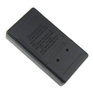 Handheld Digital Multimeter DT830B Mini LCD Voltmeter Ammeter Ohm Tester - the black plastic back casing with warning text, fuse information, and battery compartment details.