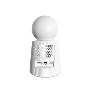 Hbs-1538 WiFi Video Calling Camera 2MP (1080P) – Smart Security With V380 App - shown from the back, featuring a white spherical head, a vented base, a memory card slot, and a power port.
