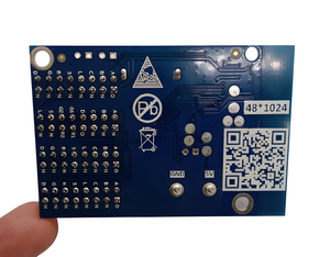 HD-W3 Wi-Fi Single Color LED Display Controller Card - the blue underside of the circuit board with pin headers, GND and 5V labels, and a QR code.