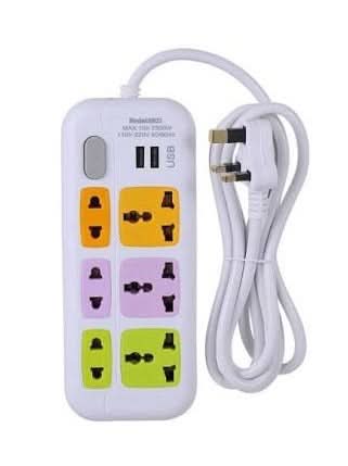 High Quality 3 Power Socket 2 Usb Ports Extension Power Lead Wire Cable Board Model:8803
