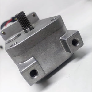 High Torque Gear Motor For Electric Bicycle Electric Cycle Electric Bike Price - a metallic gray gear motor with a splined shaft and two threaded mounting holes.