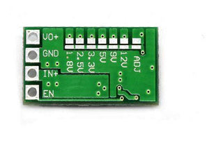 Hw-613 Adjustable DC To DC Buck Converter Module 3A - shown as a green rectangular circuit board with labeled voltage output pads and connection terminals.