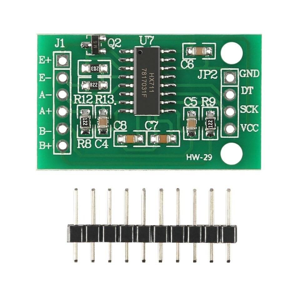 HW29 Hw 29 HX711 Weighing Sensor Load Cell Amplifier Module Analog To Digital Converter Pressure Sensor - a green rectangular circuit board with electronic components and a separate 10-pin header strip below it.