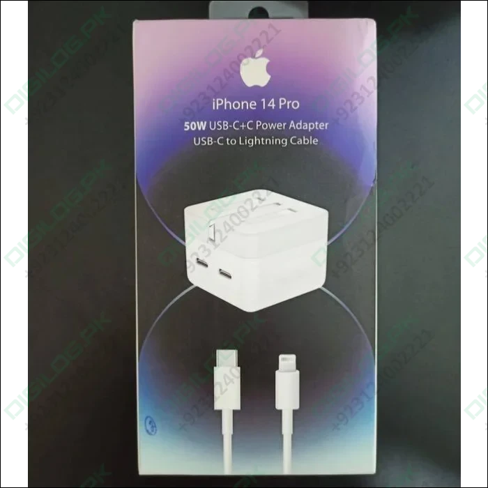 Iphone 14 Pro 50w Usb-c+c Power Adapter With Usb-c