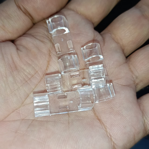 Close-up view of transparent cable organizer clips