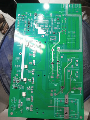 Imported 8 IGBT Inverter PCB With SMD Components - a green, rectangular printed circuit board featuring multiple relay slots, capacitors, and connectors.