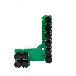 Inverter Capacitor Board CHF100 - an L-shaped green circuit board featuring ten black cylindrical capacitors mounted in two distinct sections.