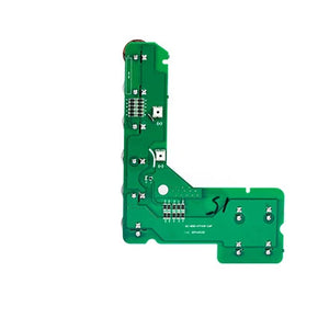 Inverter Capacitor Board CHF100 - an L-shaped green printed circuit board with visible surface-mounted components and electrical contact points.