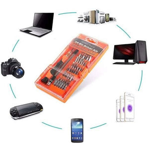 Jakemy 54 In 1 Mini Bits Screwdriver Set Repair Tool Kit Jm-8125 For Cell Phone Tablet Pc Macbook Electronics - surrounded by icons of a laptop, camera, gaming console, phone, and computer.