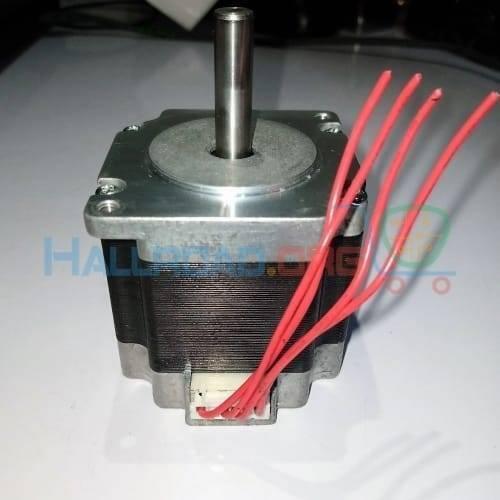 Japanese NEMA23 2.2A Stepper Motor Compatible With TB6560, DRV8825 Torque 9.69 Kg.cm - a silver metal shaft, a square black body, and four red wires connected to a white plastic port.