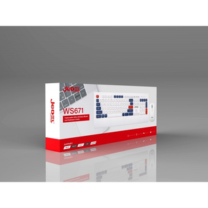 Jedel WS671 Wireless Keyboard And Mouse Combo - shown in its white and red product packaging box with a graphic of the keyboard and mouse on the front.