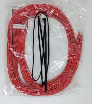 Jk 24S 60A Smart BMS With 400mA - accessories shown in a plastic bag, including a multi-pin connector with red wires and a black temperature sensor cable.