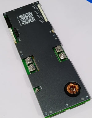 Jkbms PB1A16S15P Smart Inverter BMS 8s - 16S 24V 48V 150A Family Energy Storage LiFePO4/li-ion/lto - a rectangular black circuit board with a copper inductor, screw terminals, and a white connector with labeled pins.