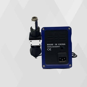 Kada 878 SMD Heat Gun Soldering Iron Rework Station - the blue and black rear panel with a power input port and air vents.