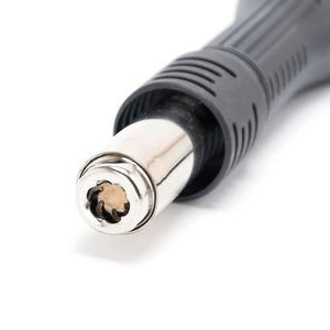 Kada 887 Digital Hot Air Gun SMD Rework Station - a close-up view of the black and silver hot air gun nozzle with a spiral-shaped heating element inside.