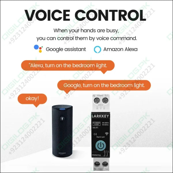 LARKKEY Programmable Wifi Breaker TUYA Smart Circuit Breaker Power Metering Over Current Under Voltage Protection DIN