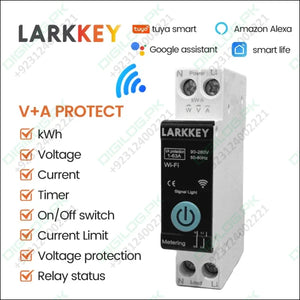 LARKKEY Programmable Wifi Breaker TUYA Smart Circuit Breaker Power Metering Over Current Under Voltage Protection DIN