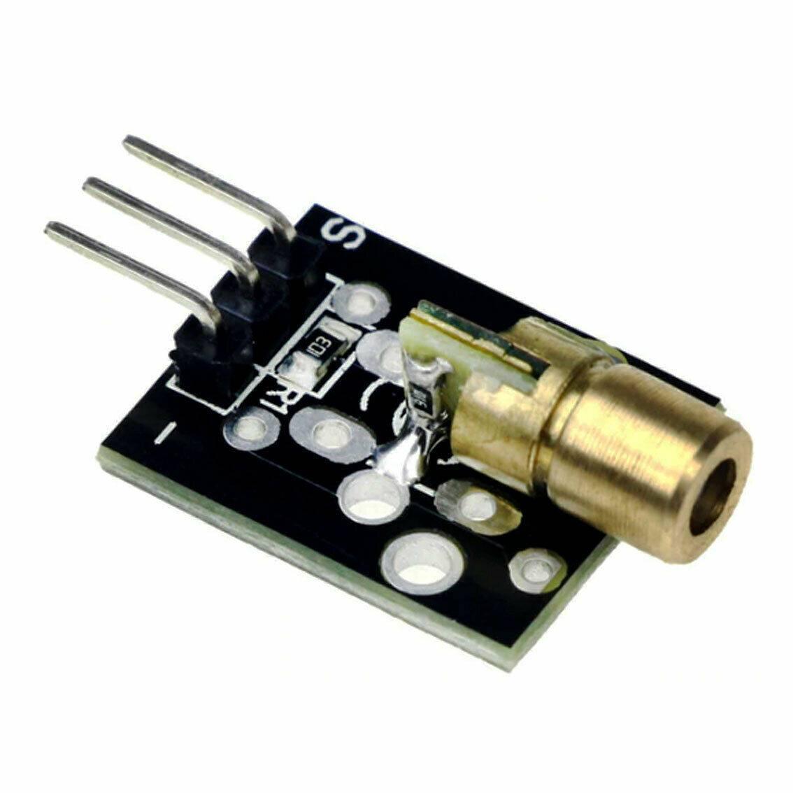 Laser Diode Module 650nm 5V Laser Light Module KY008 - a black circuit board with a brass laser head and three metal connector pins.