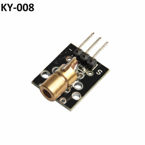Laser Diode Module 650nm 5V Laser Light Module KY008 - a black circuit board with a brass laser head and three metal connector pins.