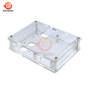 LCR-T4 Acrylic Case Housing Shell For LCR-T4 MEGA328 Transistor Tester M328 Diode Triode Capacitance ESR Meter Clear Box Case - rectangular protective enclosure for a transistor tester, featuring pre-cut holes and metal assembly screws.