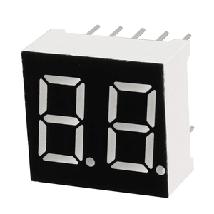 LED 7 Segment 2 Digit Common Anode Display 25MMX17MMX10MM - a black and white rectangular dual-digit display module with metal pins on top.