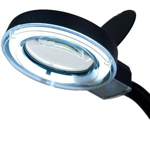Liang Jing Jing illumination Magnifying glass table Lamps price - a close-up of the black circular magnifying lens surrounded by a ring light.