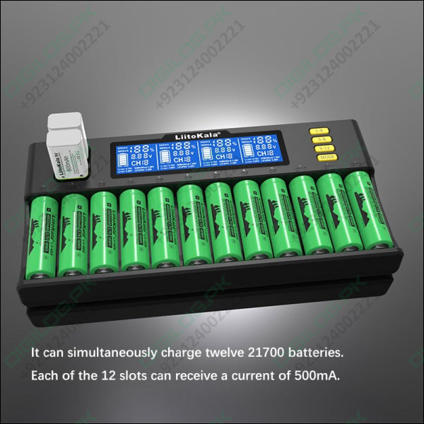 LiitoKala LII-S12 18650 Battery Charger – 12+2 Bay Smart Universal Charger
