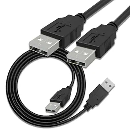Male To Male USB Cable Extension Cord A To A Male Cable ( 1 Feet ) Mach 3 - shown as a black USB-A male to male cable coiled with two visible connectors.