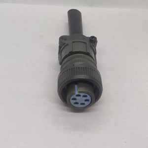 Maojwei IS09001 14S-6p Military Connector - an olive-drab circular cable connector with a six-pin blue insert, shown from the front-facing perspective.