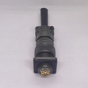 Maojwei IS09001 14S-6p Military Connector - an olive-drab circular metal connector with a square mounting flange and six gold-plated solder cup pins.