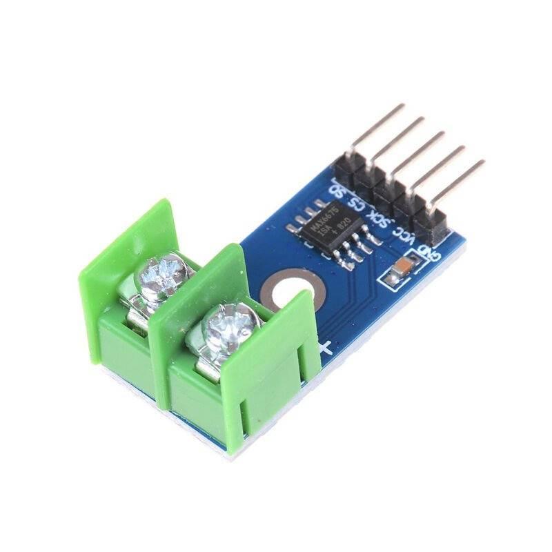 MAX6675 k Type Thermocouple Temperature Sensor Converter For Arduino SPI Interface Module HW551 - a blue circuit board, a green screw terminal block, and five gold-plated SPI interface pins.