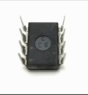 MC1458P 2 Channel 1 MHz Dual Operational Amplifier Breadboard Friendly DIP 8 15 - a black 8-pin DIP integrated circuit with the text "C C 8" printed on its top surface.