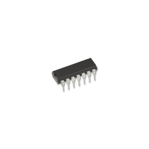 MDT10F684 8-bit Microcontroller – DIP-14, 2k Flash, 128B EEPROM, 64B RAM, 20MHz, ADC, PWM, Low-power MCU - a black, rectangular electronic component with 14 metallic pins arranged in two rows of seven.