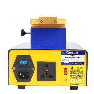 Mechanic 361 Rotatable LCD Touch Screen Preheat Separator For Phone Repair Heating Split Screen Station - the back panel with a power switch, power input, electrical outlet, and voltage switch.