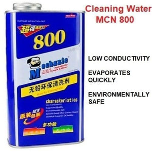 Mechanic 800 Water Lead Free Circuit Board Cleaner Liquid For Cleaning Panels - shown in a tall, rectangular blue and white metal can with a silver screw cap.