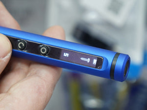 Mechanic Electric Screwdriver ES420 Price - the blue cylindrical body, two control buttons, and a digital display indicating level 5.
