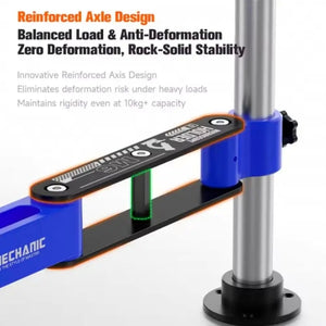 MECHANIC M6 UNIVERSAL ROBOTIC ARM - Microscope Bracket - blue and black adjustable microscope arm with a vertical silver pole, a black circular base, and the text "MECHANIC" printed in white on the side.