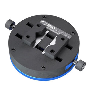 Mechanic MK1 Universal Mobile Motherboard IC Chip Clamping Rotary Fixture Price - a round, black and blue metal tool with two adjustable clamping jaws.