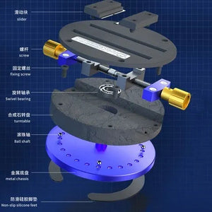 Mechanic MK1 Universal Mobile Motherboard IC Chip Clamping Rotary Fixture Price - the metallic base, turntable, and screw assembly.