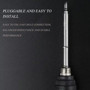 MECHANIC TIP OT SK - Soldering Iron Tip - silver-colored metal soldering iron tip with a chiseled end, featuring a threaded base and black handle against a dark background with white promotional text.