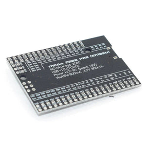 Mega 2560 Pro Mini Embed CH340G Atmega 2560-16A With Male Pin Headers - a black rectangular microcontroller board with rows of pin header holes and printed white labels.