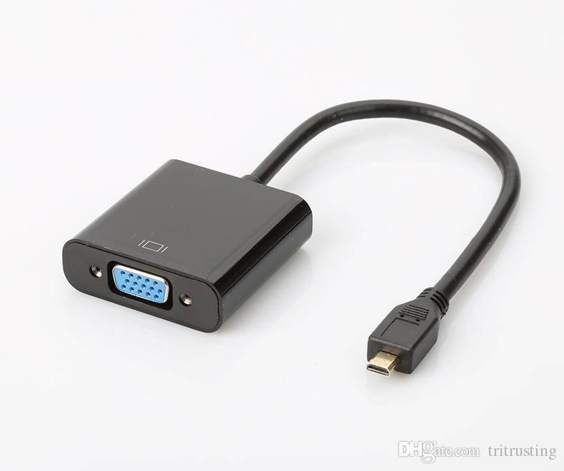 Micro HDMI To VGA Female Video Cable Converter Adapter For Raspberry Pi 4 - a black adapter with a Micro HDMI male connector and a VGA female port.