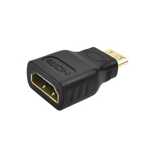 Mini HDMI Male To HDMI Female Adapter Converter For Raspberry Pi Zero w - a black L-shaped connector with a gold-plated male Mini HDMI plug and a female HDMI port.