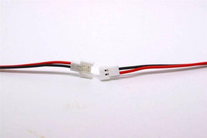 Mini Micro JST2.0 Losi 2.0mm 2-pin Connector Plug Male Female With Wire - a pair of white 2-pin connectors with red and black wires attached.