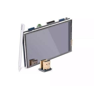 MP13508 3.5 Inch HDMI USB Touch Screen Real HD LCD Display For Raspberry Pi 3/2/b+/b/a+ - a rectangular LCD display with a top-mounted port, a white stylus, and a small HDMI connector adapter.