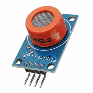 MQ3 Alcohol Sensor Detector Gas Sensor Module - a blue circuit board with a round orange sensor head and four pins extending from the bottom.
