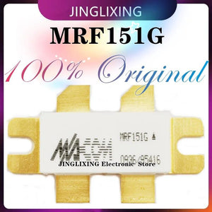 MRF151G MRF151G Mrf 151G N-channel Broadband RF Power MOSFET Used 300 w 50 v 175 MHz - a white ceramic RF power MOSFET with four gold-plated metal leads, displaying the MACOM logo and MRF151G text on its top surface.